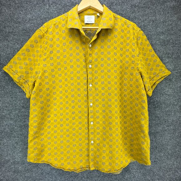 Baird McNutt Murano Shirt Mens Extra Large Linen‎ Blend Button Up Mustard Yellow - Picture 1 of 14